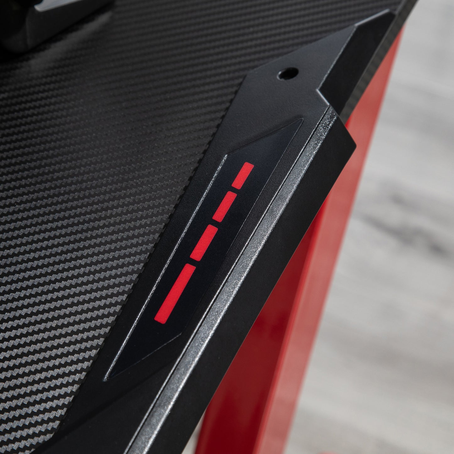 122 x 66 cm Gaming Desk, Carbon Fibre Covered Computer Desk, Gamer Workstation with Headphone Hook, Cup Holder and Gamepad Storage Rack, Black and Red, HOMCOM, 9