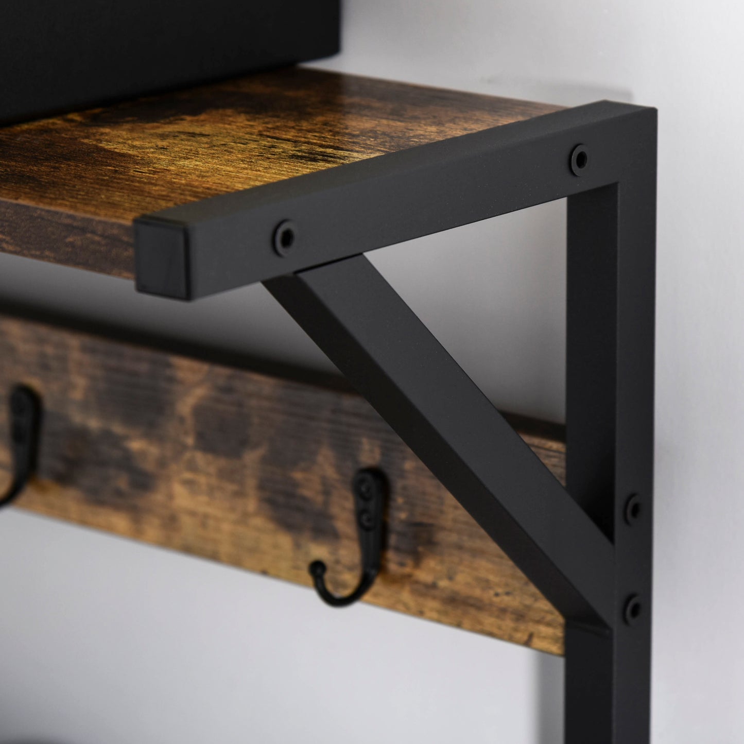 Coat Rack Stand Shoe Storage Bench with 9 Hooks Shelves for Bedroom Living Room Entryway Brown and Black 180cm, HOMCOM, 9