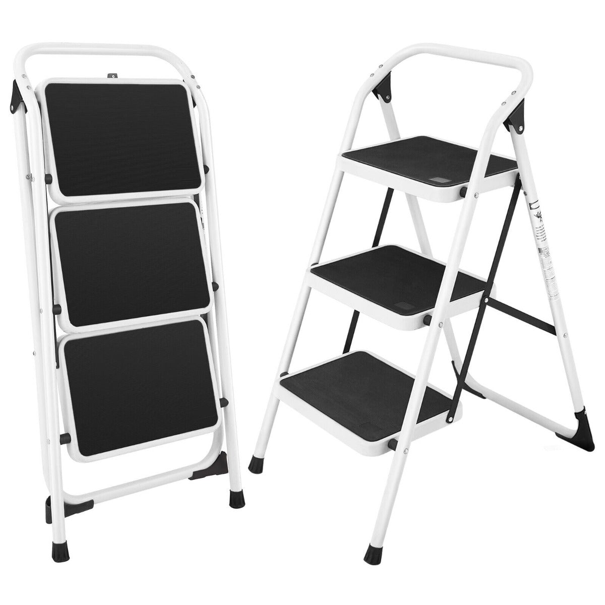 Step Ladder, 3 Step Ladder, Folding Step Ladder, Folding Portable Ladder with Platform and Safe Lock, Costway, 2