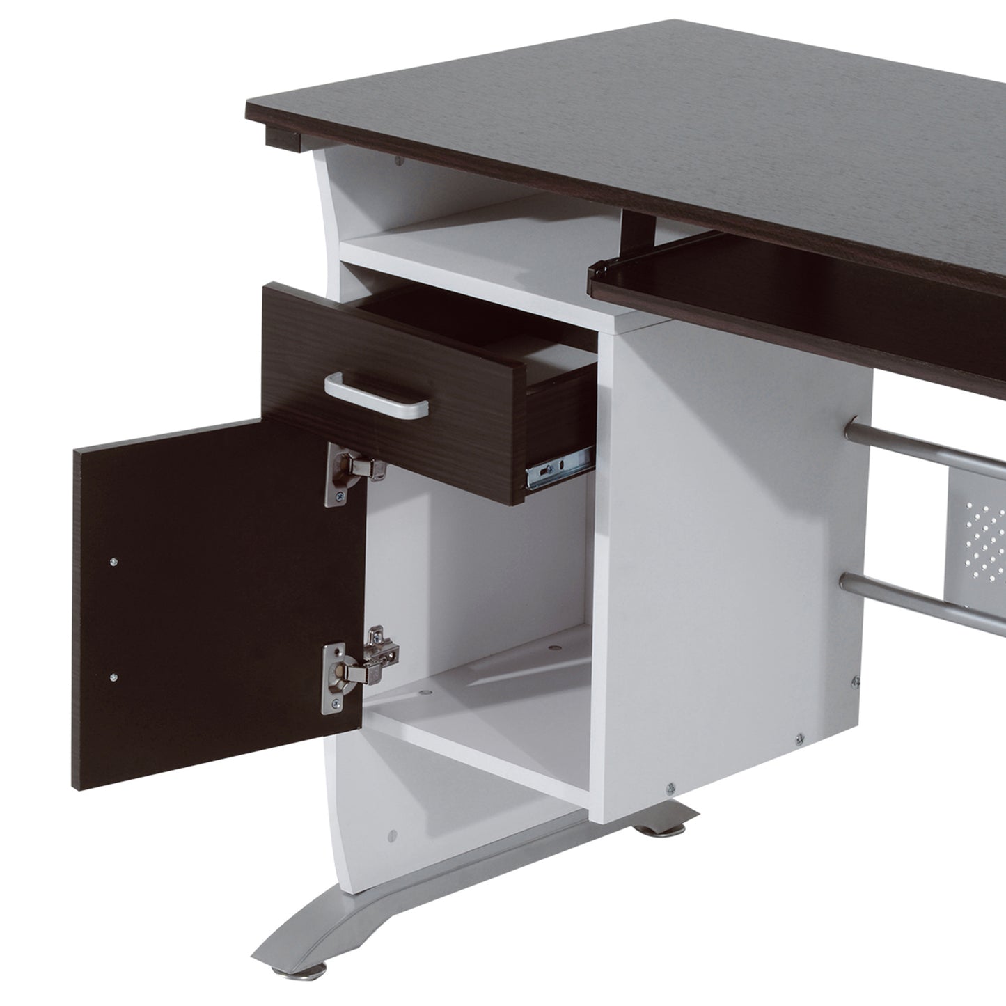 Computer Desk with Sliding Keyboard Tray, Storage Drawers and Host Box Shelf, Home Office Desk, Study Workstation, 100 x 52 x 75cm, Black Walnut, HOMCOM, 9