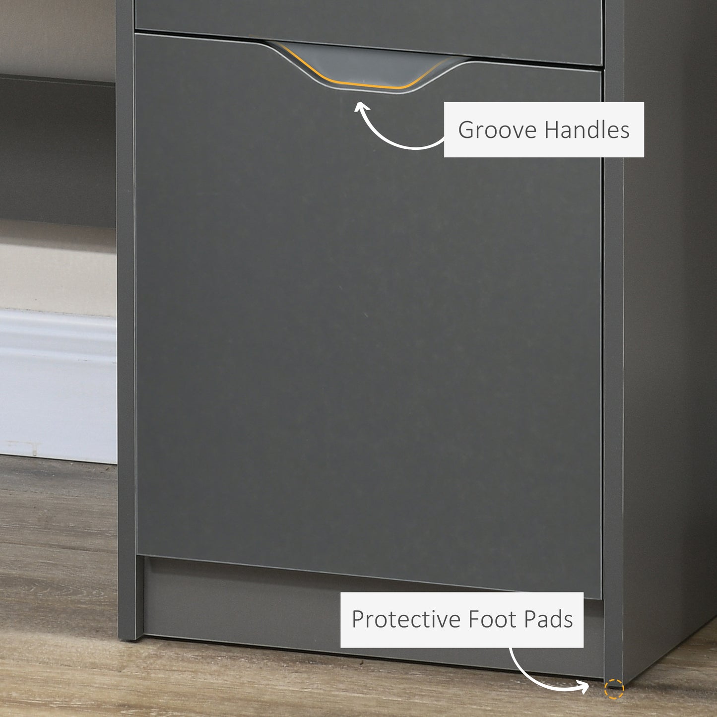 Computer Desk with Drawers, High Gloss Home Office Desk with Storage Cabinet, Study Workstation, 120 x 60cm, Grey, HOMCOM, 6