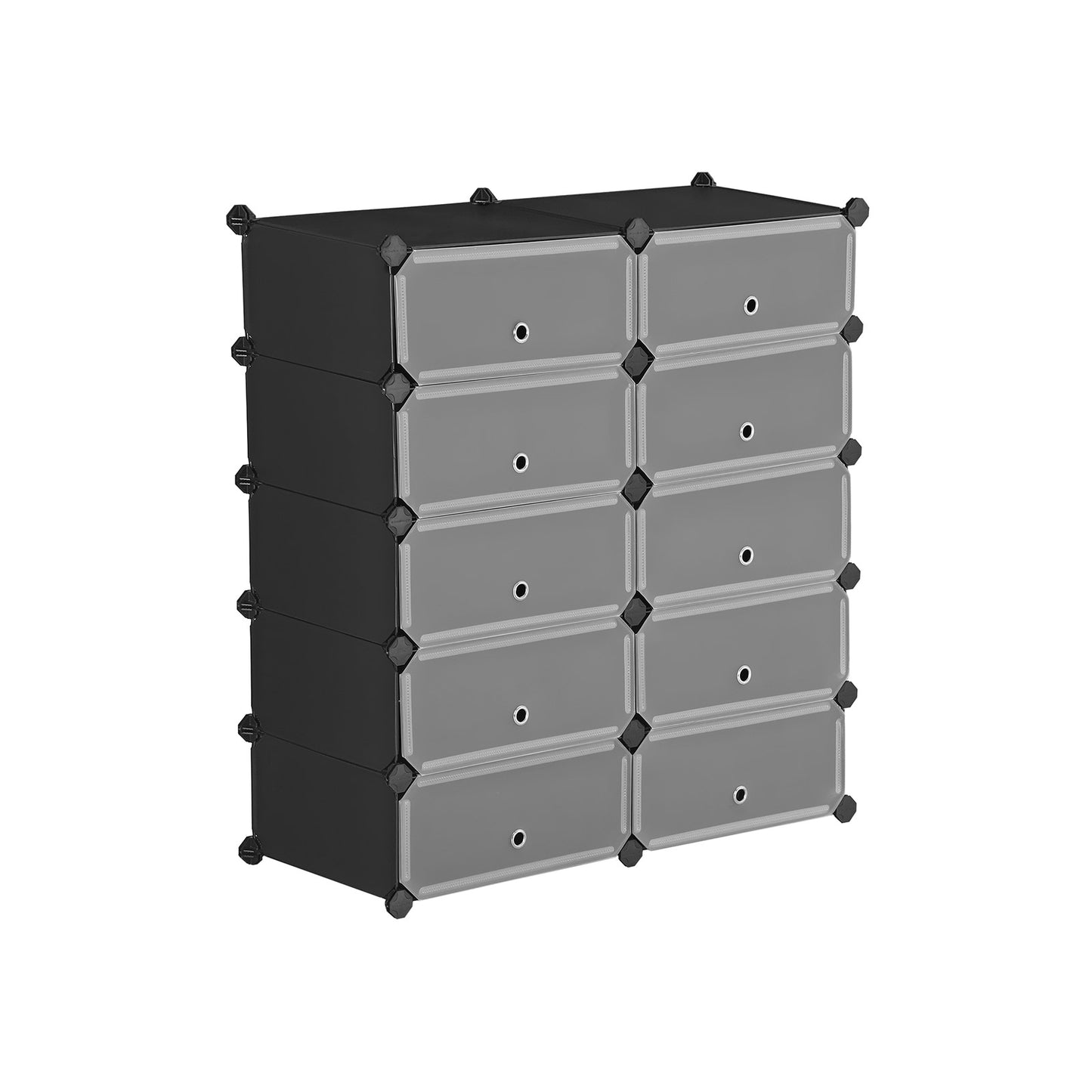 Interlocking Shoe Rack, Rectangular Storage Organiser, 10-Slot Modular DIY Storage Shelf Unit