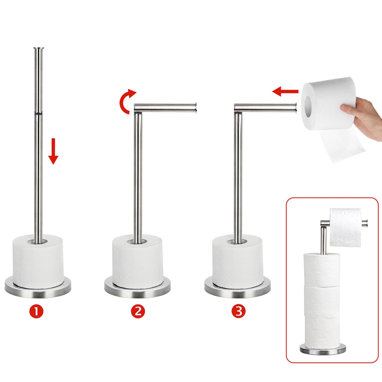 Free-Standing Toilet Paper Stand Storage, Toilet Paper Roll Holder