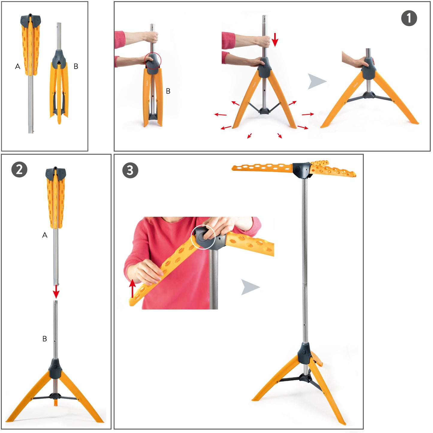 Sturdy Foldable Clothes Airer, Clothes Hangers Stand, Foldable Clothes Rack, Tripod Air Dryer, Tatkraft Palm, 7