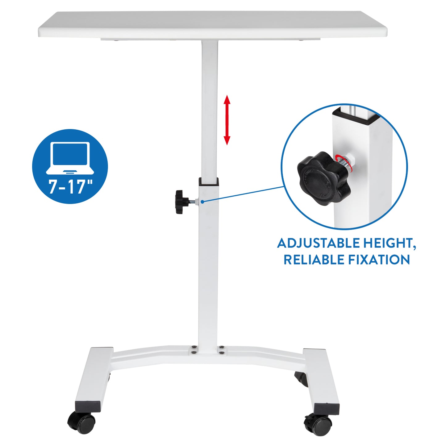 Laptop Table, Portable Laptop Table, Adjustable Height, Laptop Table for Bed, Laptop Table on Wheels, Tatkraft Cheer, 6