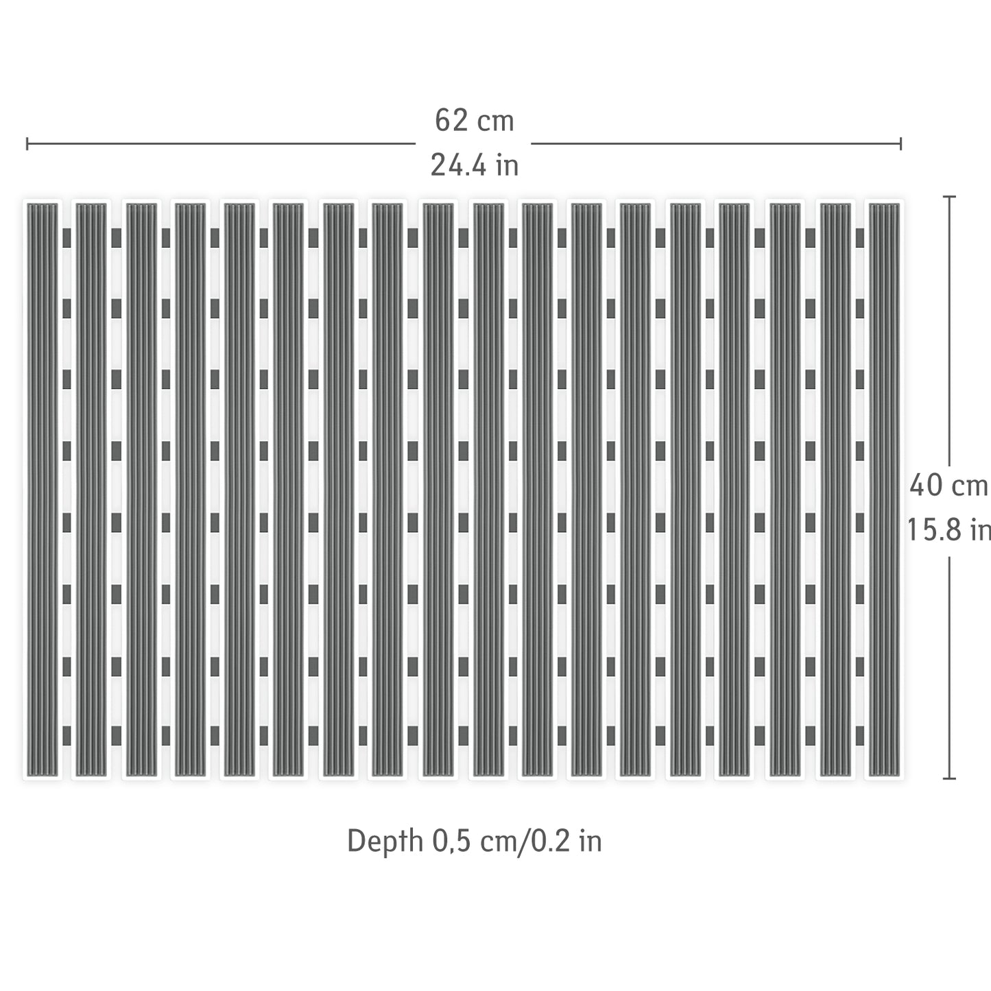 Non-Slip Bath Mat, 62x40cm, Inside Shower/Bathtub Mat, Bathroom Floor Anti slip Mat, 126 Suctions Cups, Tatkraft Bond, 5