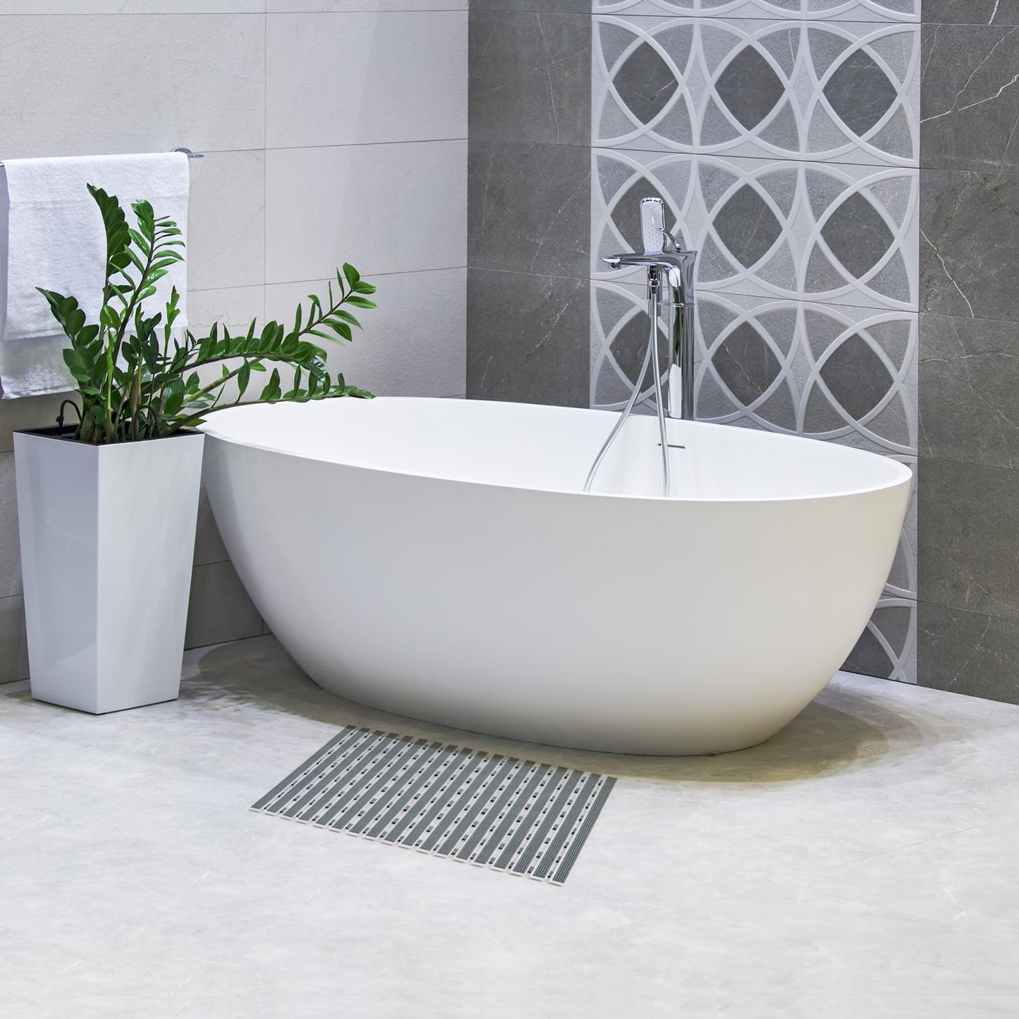 Non-Slip Bath Mat, 62x40cm, Inside Shower/Bathtub Mat, Bathroom Floor Anti slip Mat, 126 Suctions Cups, Tatkraft Bond, 8