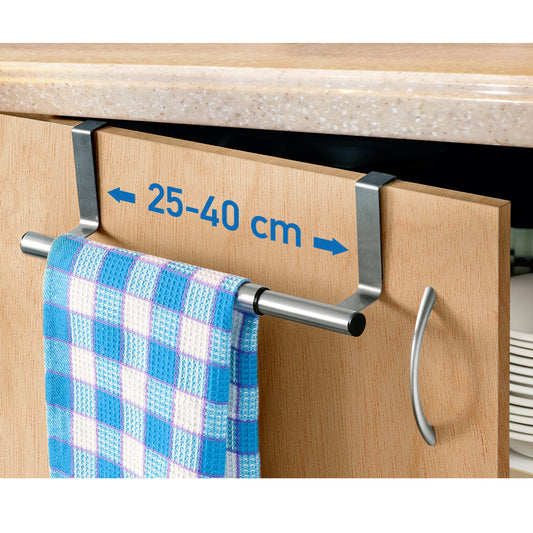 Over Door Towel Rail, Extendable Towel Holder for Cupboard Drawer Cabinet, Stainless Steel, Tatkraft Spread, 1