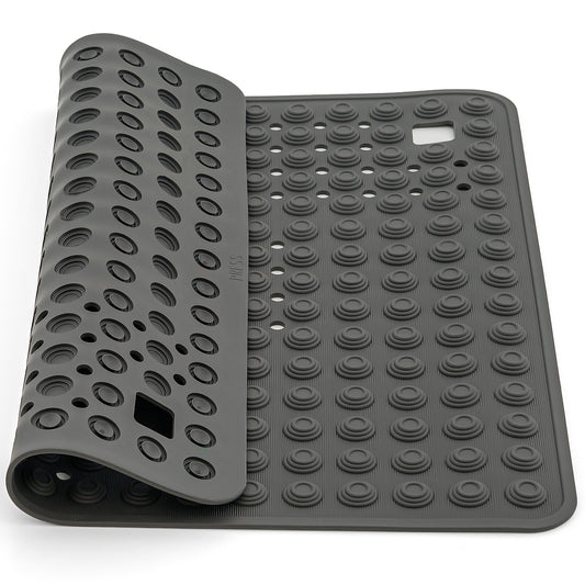 Tatkraft Detail - Heavy Duty Shower Mat Non Slip, Rubber Shower & Bathtub Mat with 134 Powerful Suction Cups, 60x60 cm, black, Made in Italy