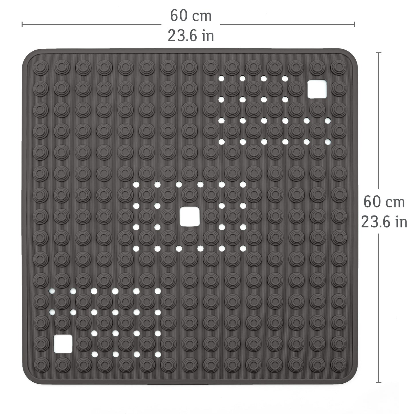 Heavy Duty Shower Mat Non Slip, Rubber Shower & Bathtub Mat with 134 Powerful Suction Cups, 60x60 cm, Tatkraft Detail, 3