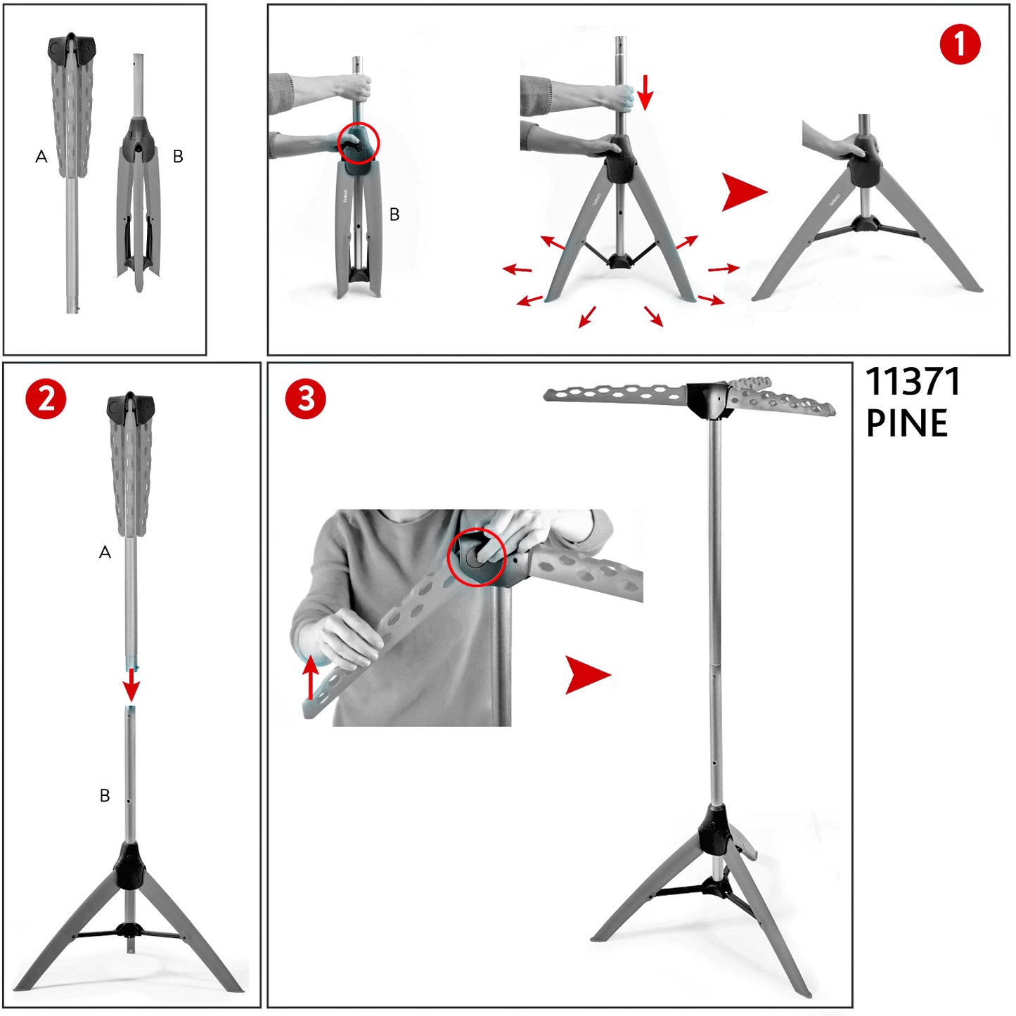 Clothes Airer, Sturdy Foldable Clothes Airer, Clothes Hanger Stand, Drying Rack, Tripod Air Dryer, Tatkraft Pine, 7