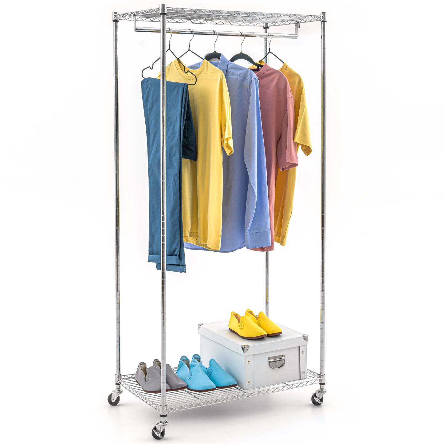 wardrobe, wardrobe on wheels, wardrobe on wheels with cover, heavy duty clothes rail, Holds up to 154 Lbs