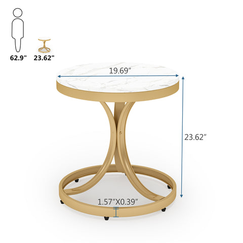End Table, Modern Side Tables with White Faux Marble Top, Tribesigns, 9