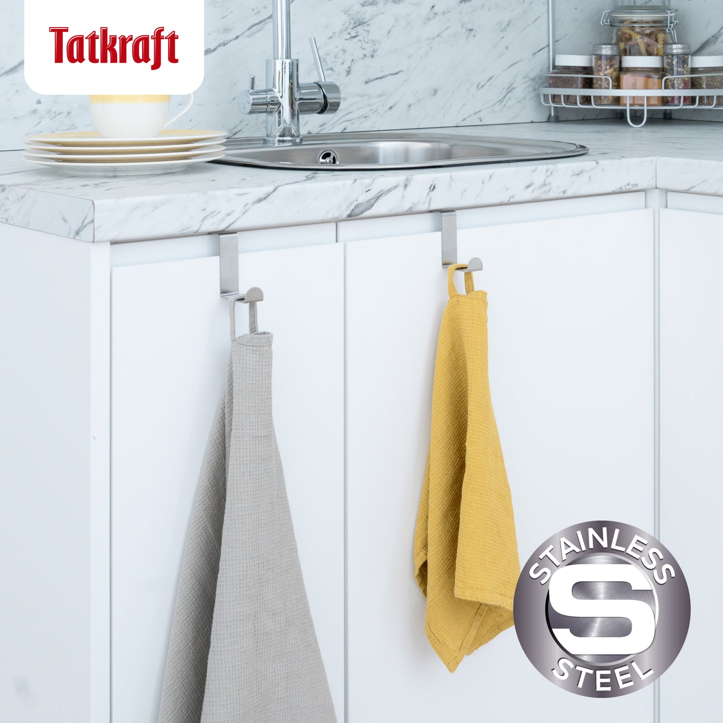 14 Over Door Hooks, Stainless Steel, Tatkraft Seger, 6