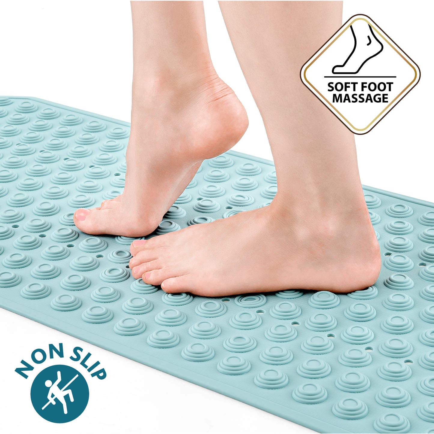 Non Slip Bath Mat for Inside Shower/Bath, Durable Natural Rubber Bathtub Mat, Tatkraft Secure, 2