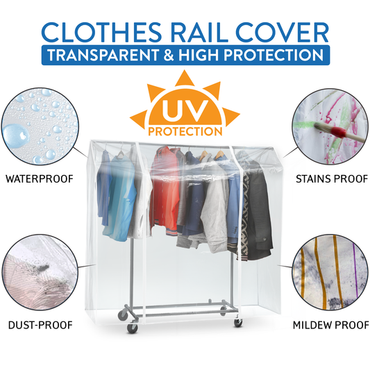 Clothes Rack Cover, Clothing Dust Cover, Plastic Clothes Cover, Garment Rack Cover, Clothes Rail Cover, Tatkraft Protector,2