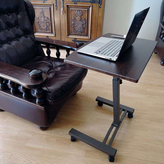 Laptop Table, Adjustable Laptop Table, Portable Laptop Table, Laptop Table on Wheels, MDF, Walnut, Tatkraft Salute, 1