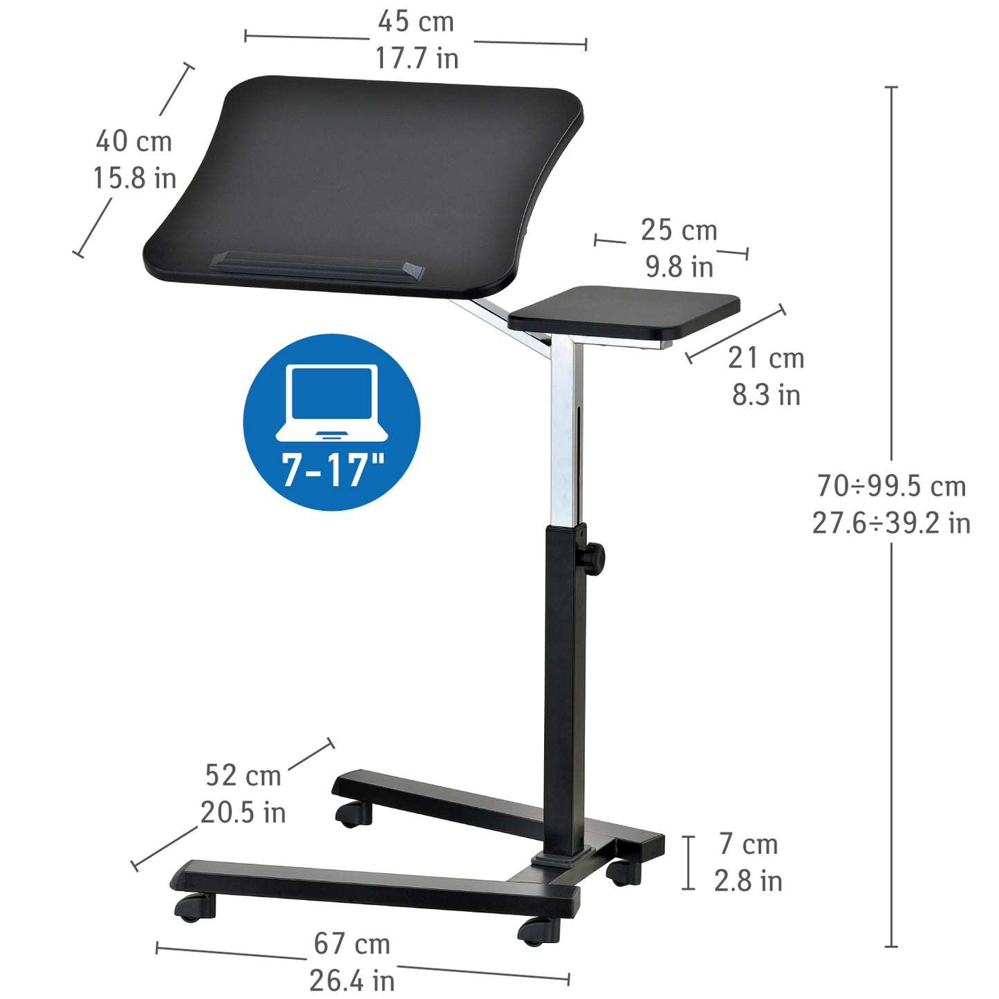 Laptop Table, Sofa Desk, Laptop Bed Table, Adjustable Laptop Table, Portable Laptop Table, on wheels, Tatkraft Joy, 12