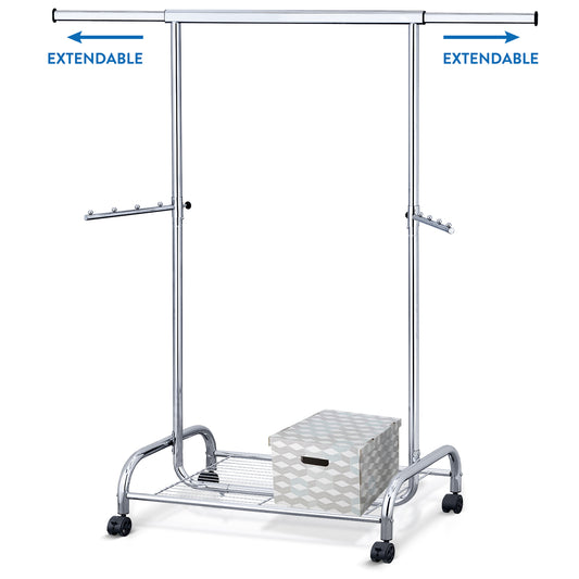 Coat Rack, Coat Rack with Shelf, Heavy Duty Clothes Rail, Extendable Clothes Rail, Clothes Rail on Wheels, Tatkraft Bull, 2