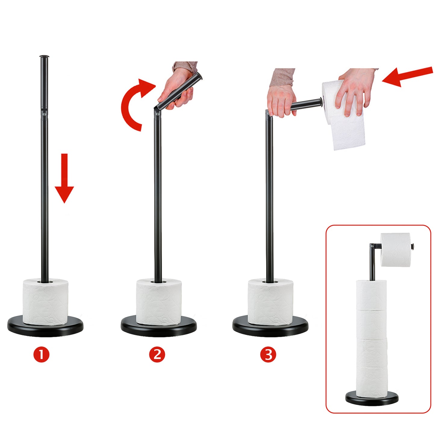 Toilet Roll Holder FreeStanding, Toilet Paper Stand Storage