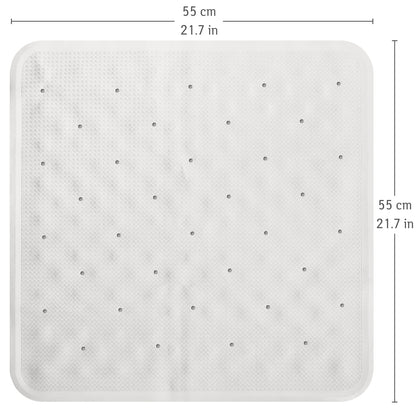 Non Slip Shower Mat with 145 Suction Cups 55x55cm, Anti-Slip Rubber Bath Mat with Draining Holes