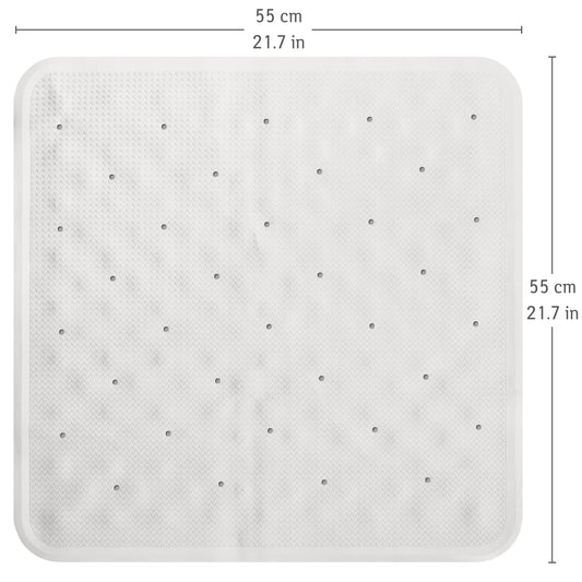 Non Slip Shower Mat with 145 Suction Cups 55x55cm, Anti-Slip Rubber Bath Mat with Draining Holes