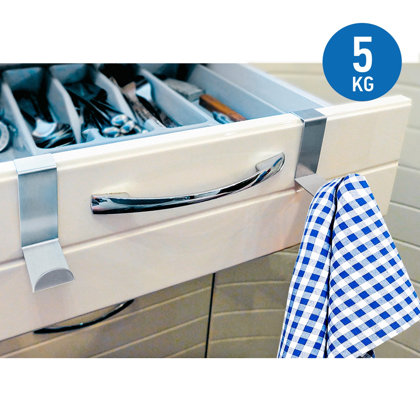 9 Stainless Steel Door Hooks,Reversible for Standard Door and Wardrobe, Tatkraft Seger, 4