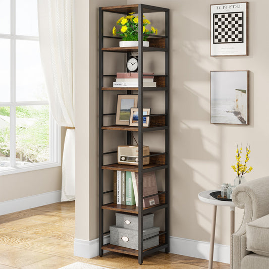 Corner Shelf, 6-Tier Narrow Etagere Bookshelf Storage Rack, Tribesigns, 1