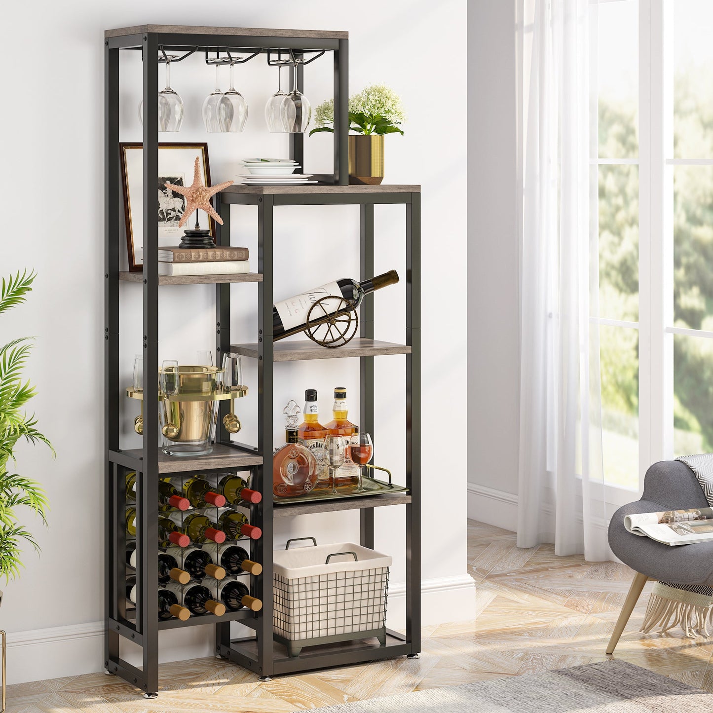 Tribesigns Wine Rack, 5-Tier Freestanding Wine Display Shelf Tribesigns