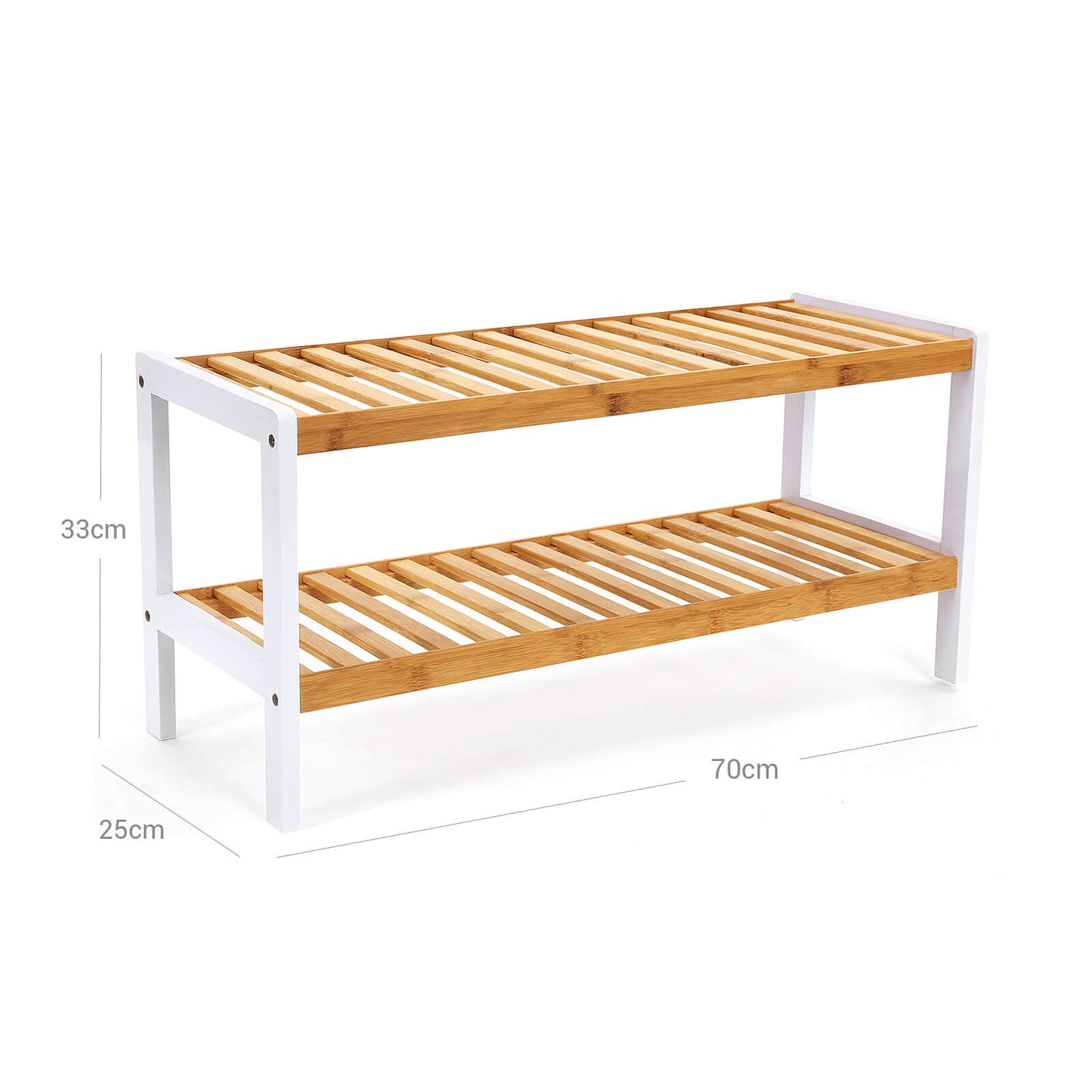 Shoe Rack, 2-Tier Bamboo Shoe Rack, Storage Shelf, 70 x 26 x 33 cm, SONGMICS, 5
