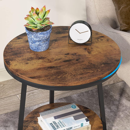 End 2 Tier Faux Marble Side Table, Modern Round Nightstand Tribesigns, 6