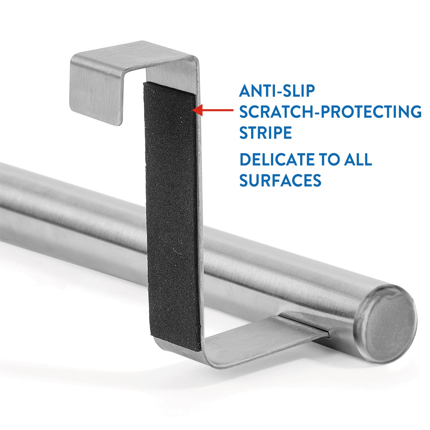 Over Door Towel Rail, Over Door Towel Rack,Towel Holder for Cupboard Drawer Cabinet,  Stainless Steel, Tatkraft Horizon, 6