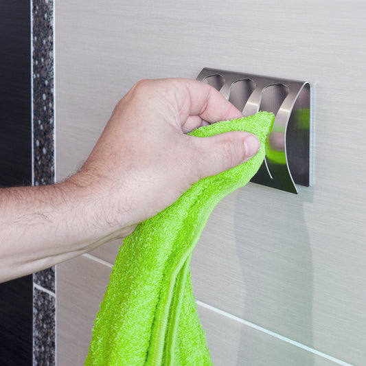 Tatkraft Bell – Triple Self Adhesive Tea Towel Holder,Towel Rail for Bathroom and Kitchen, Stainless Steel, up to 10 kg