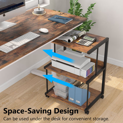 Printer Stand, Rolling Printer Table, 3 Storage Shelves, printer desk stand - Tribesigns  1