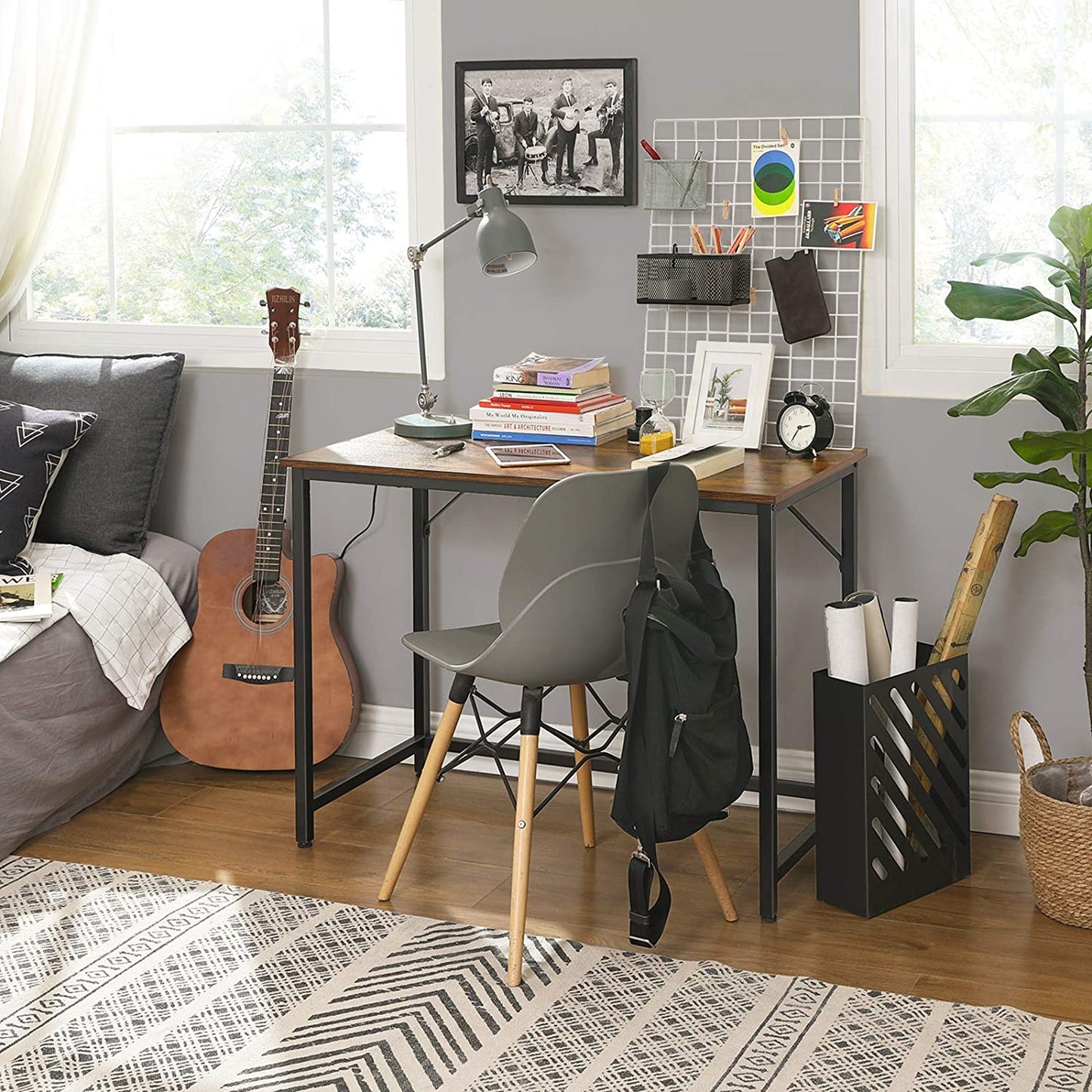 Writing Desk, Computer Desk, Small Office Table, 100 x 50 x 75 cm, Study, Home Office, Simple Assembly, Metal