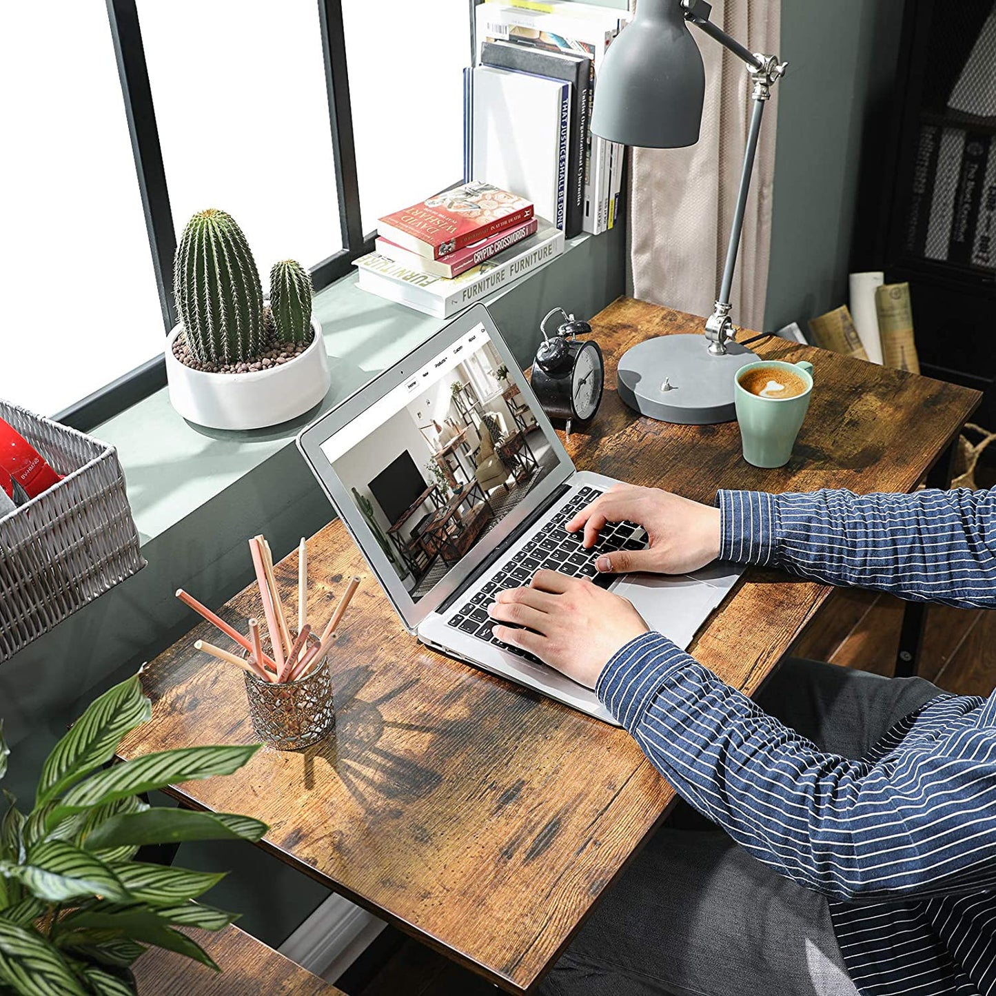 VASAGLE - Writing Desk, Computer Desk, Small Office Table, 100 x 50 x 75 cm, Study, Home Office, Simple Assembly, Metal