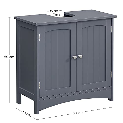 VASAGLE - Under Sink Unit, Bathroom Cabinet, Storage Cabinet, 2 Swing Doors, 1 Adjustable Shelf, Storage Space, on Stand, Grey