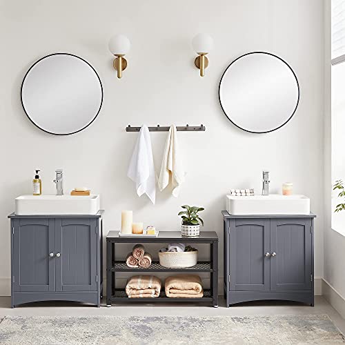 VASAGLE - Under Sink Unit, Bathroom Cabinet, Storage Cabinet, 2 Swing Doors, 1 Adjustable Shelf, Storage Space, on Stand, Grey