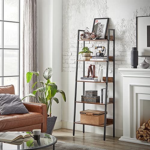 Ladder Shelf, 5-Tier Narrow Shelf, Bookshelf for Home Office, Living Room, Bedroom, Kitchen, Industrial