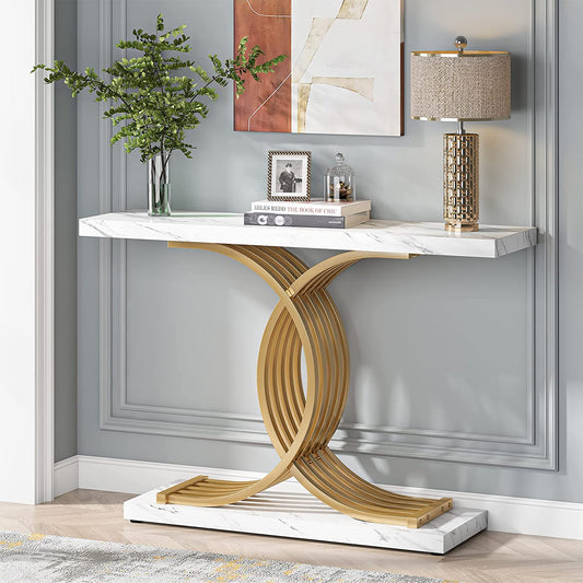 Console Table, 40" Faux Marble Entryway Hallway Sofa Table, Tribesigns, 1