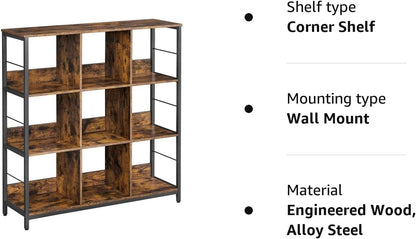 Tree Bookshelf, Floor Standing Bookcase, Wooden Shelves, Corner Bookshelf Tree, Cube Storage Shelf 6