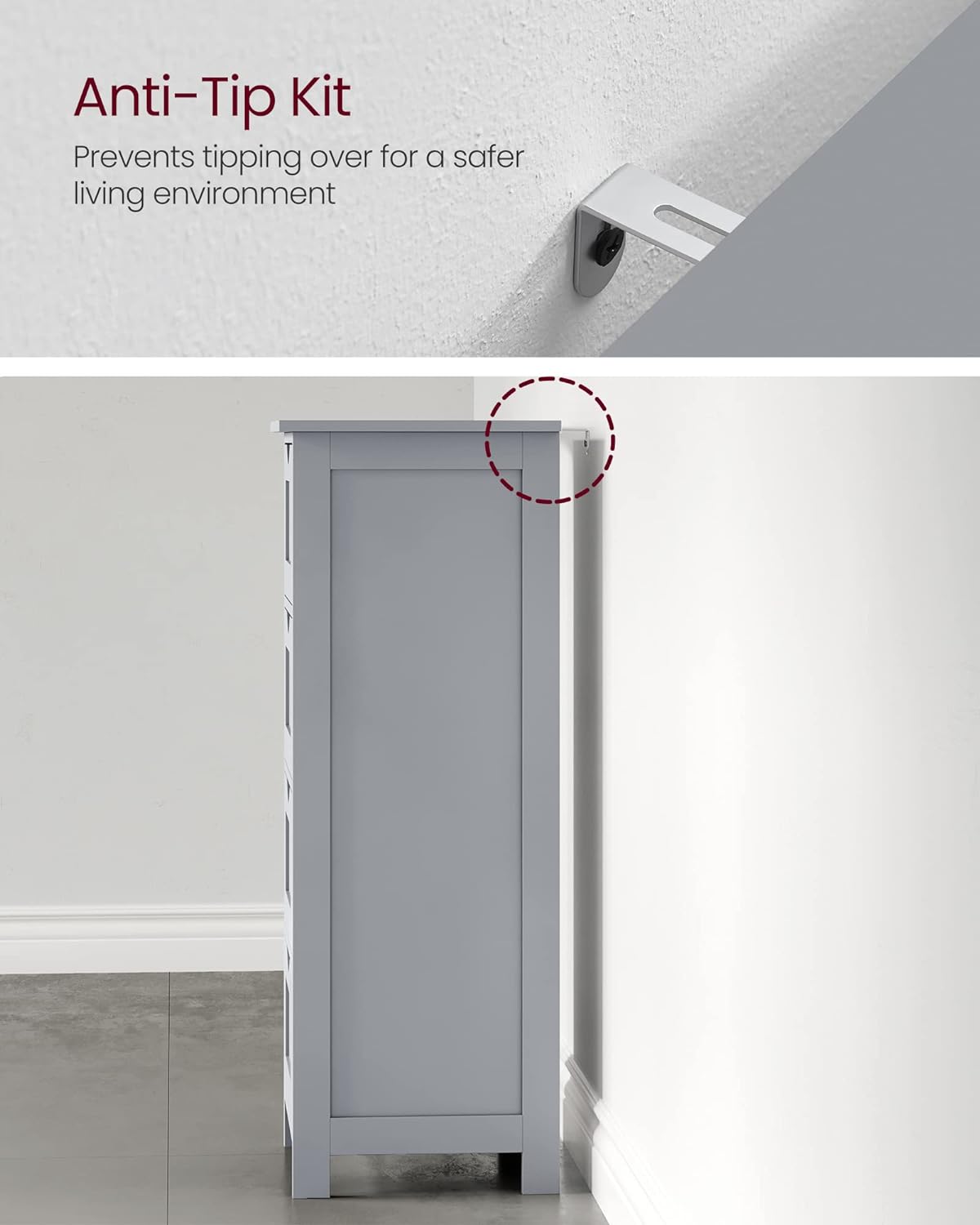 VASAGLE - Bathroom Floor Storage Cabinet, Bathroom Storage Unit with 4 Drawers, Bathroom Cabinet Freestanding, 30 x 30 x 82 cm