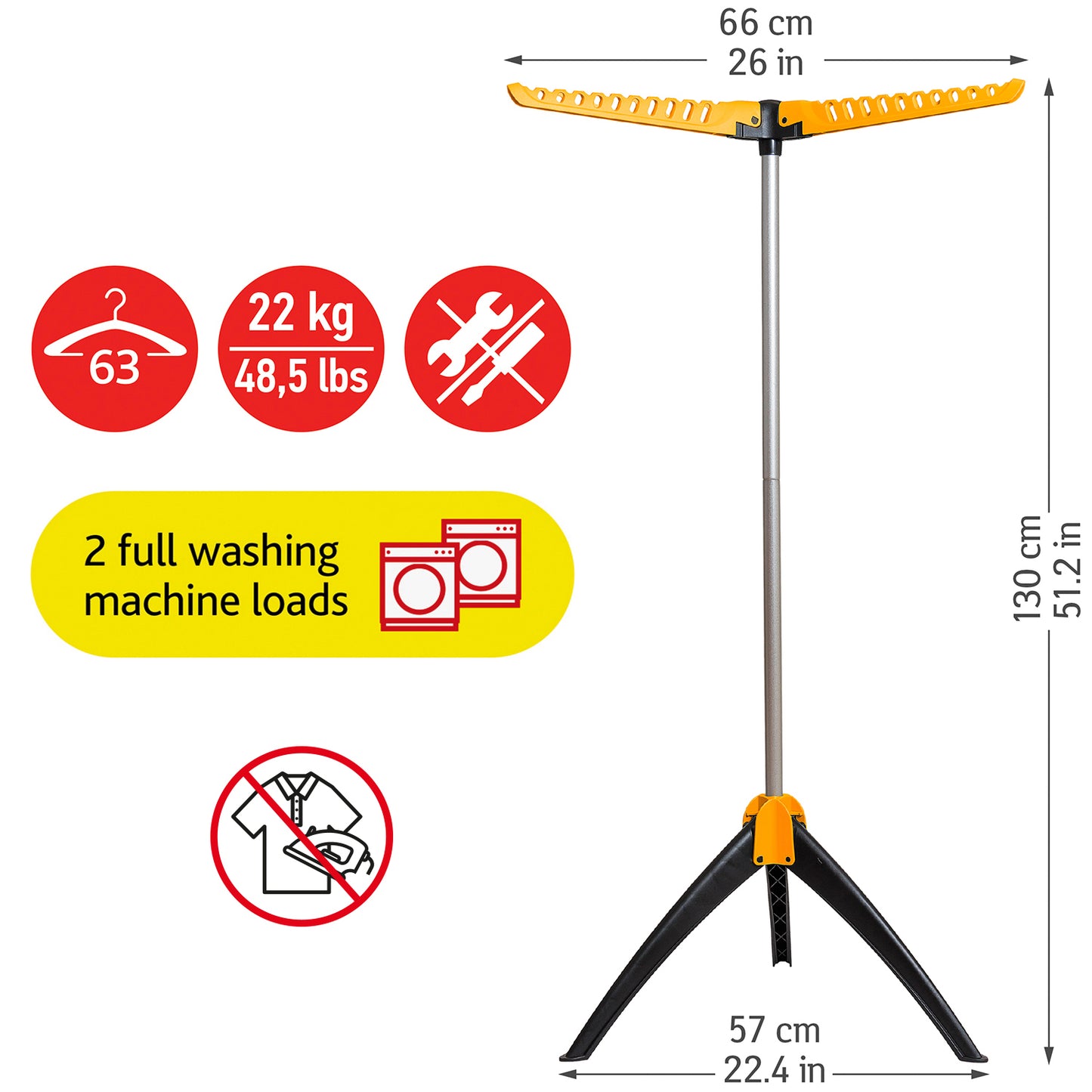 Sturdy Foldable Clothes Airer, Hangaway Clothes Hanger Stand, Drying Rack Indoor/Outdoor, art moon Elm, 6