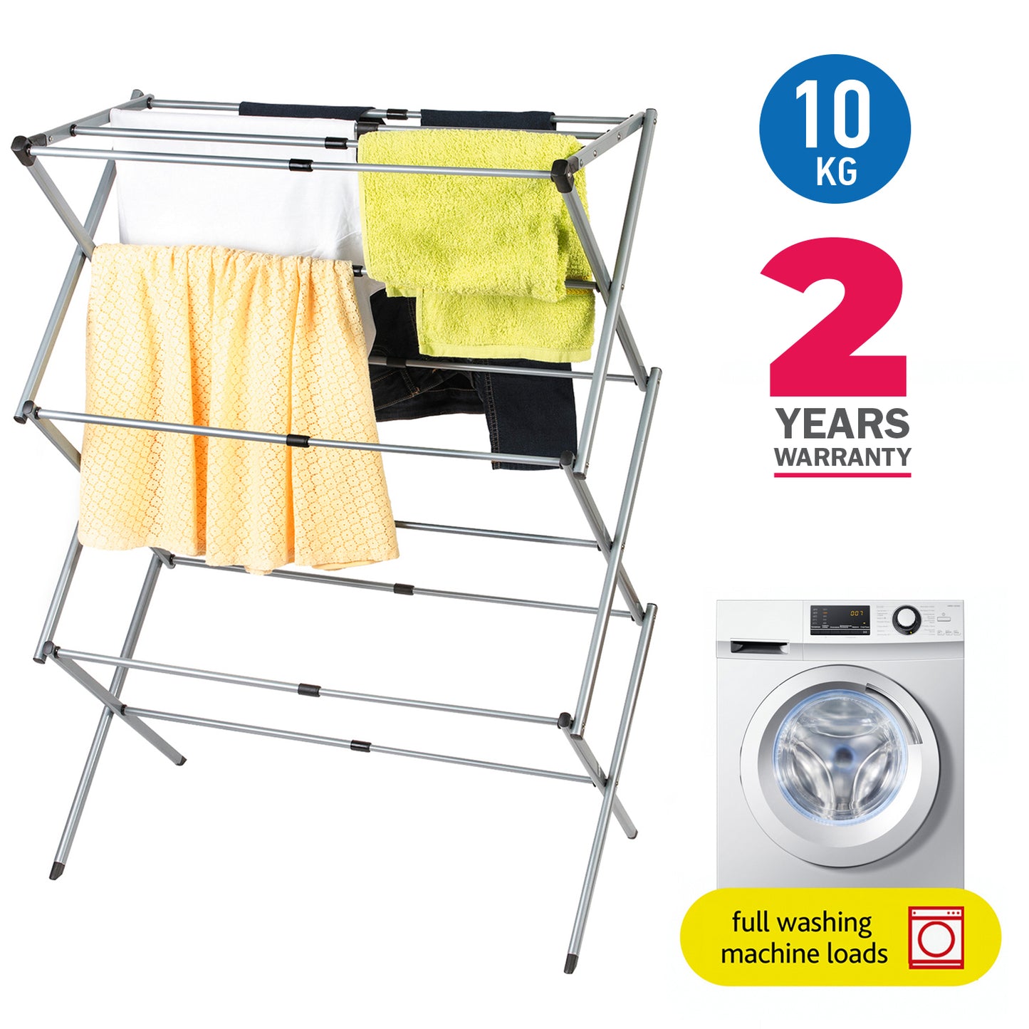 Foldable Drying Laundry Rack, Portable Clothes Horse Made of Rustproof Steel, art moon Gobi, 3