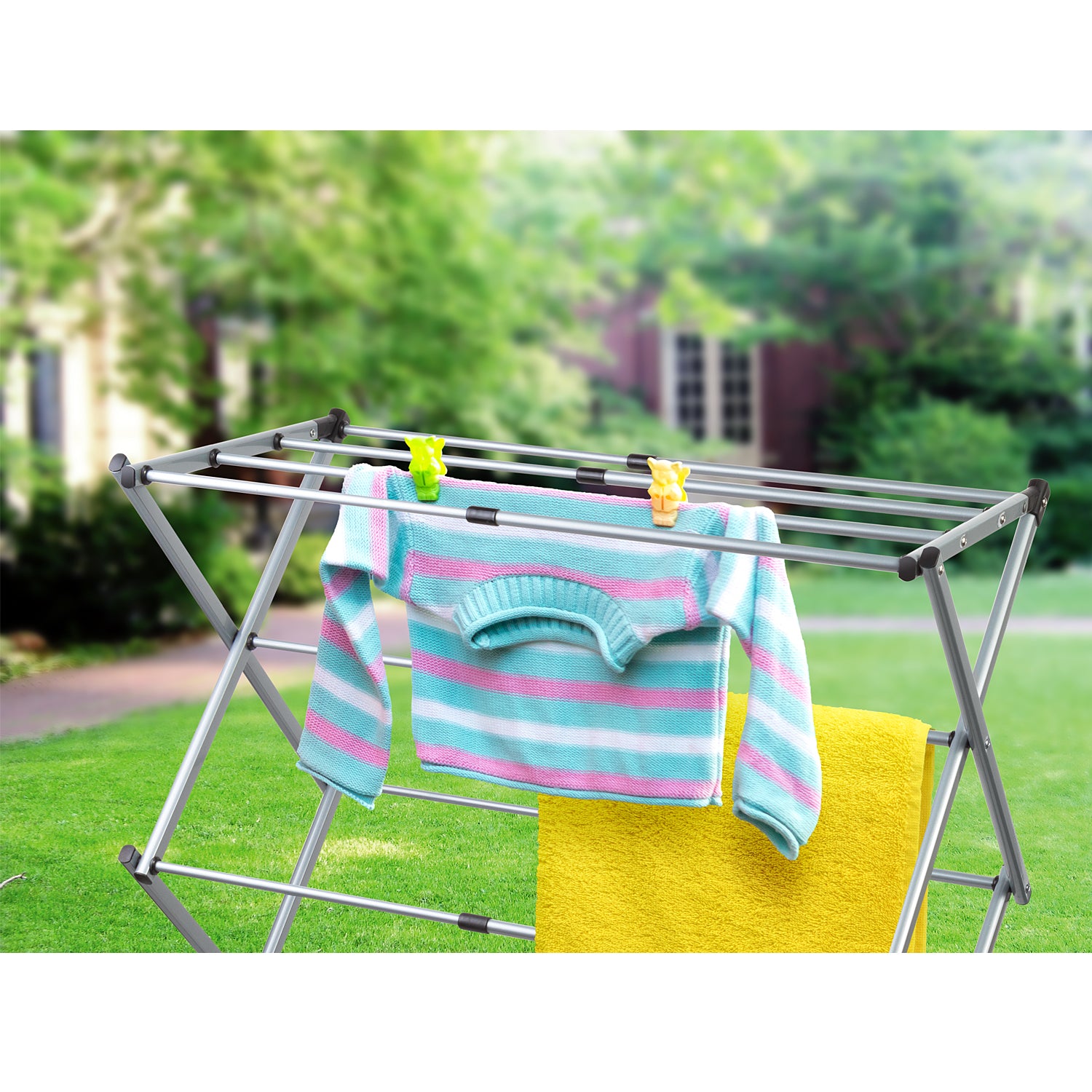 Foldable Drying Laundry Rack, Portable Clothes Horse Made of Rustproof Steel, art moon Gobi, 7
