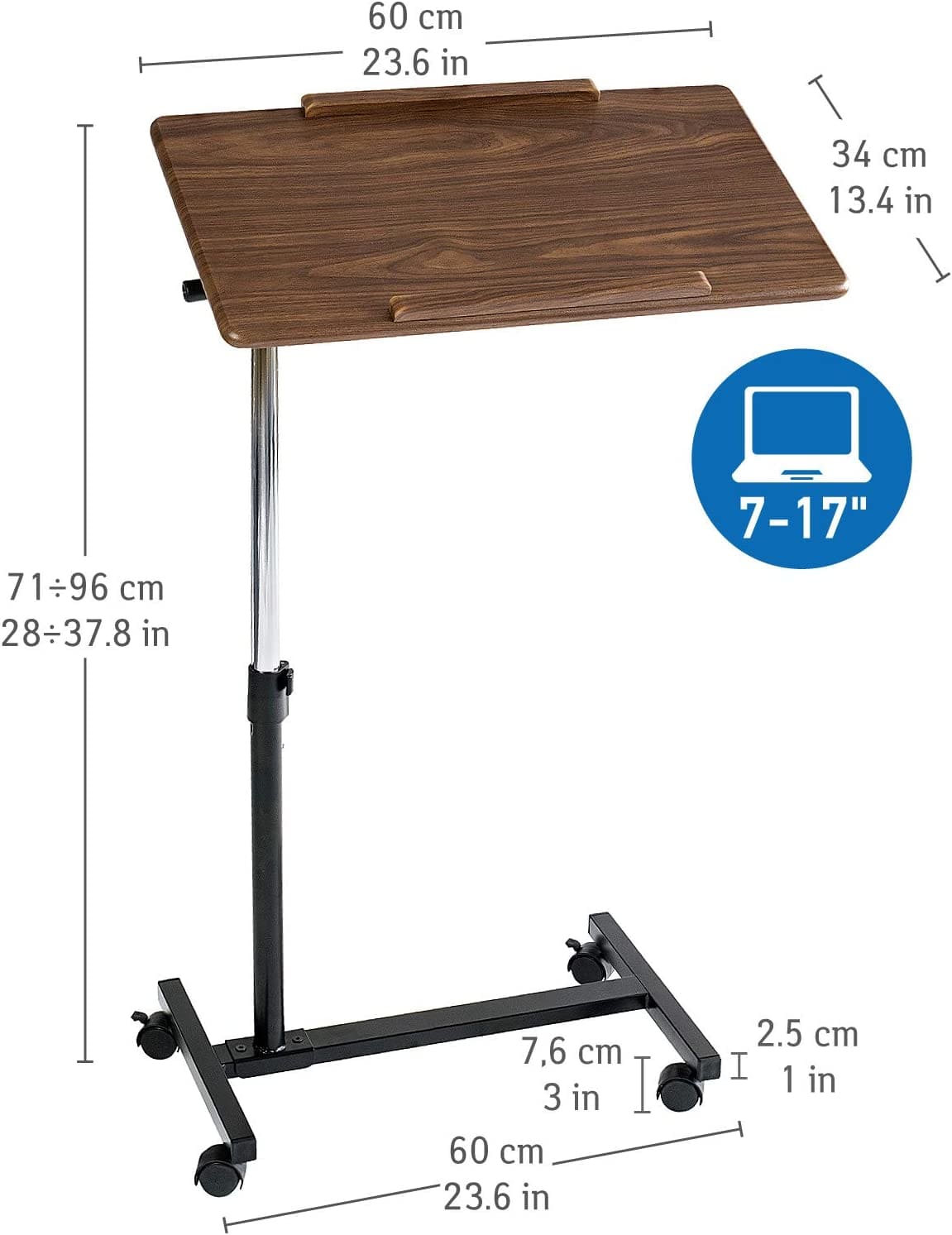 Laptop Bed Table, Adjustable Laptop Table, Portable Laptop Desk, Sofa Desk,  Desk on Wheels, Ergonomic, Tatkraft Gain, 9