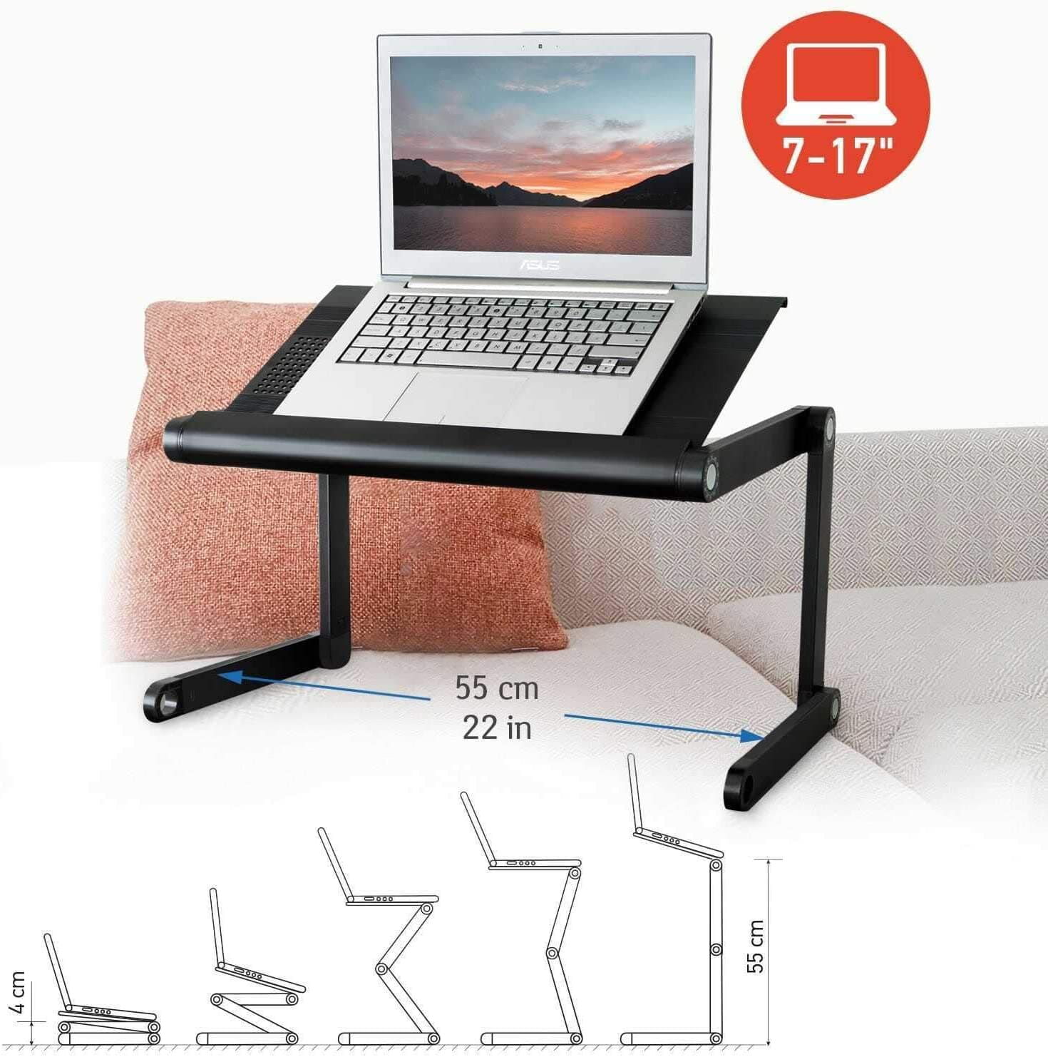 Laptop Stand, Laptop Stand for Bed, Adjustable Laptop Stand, Folding Laptop Stand, Cooling Tray, WonderWorker Nobel, 5