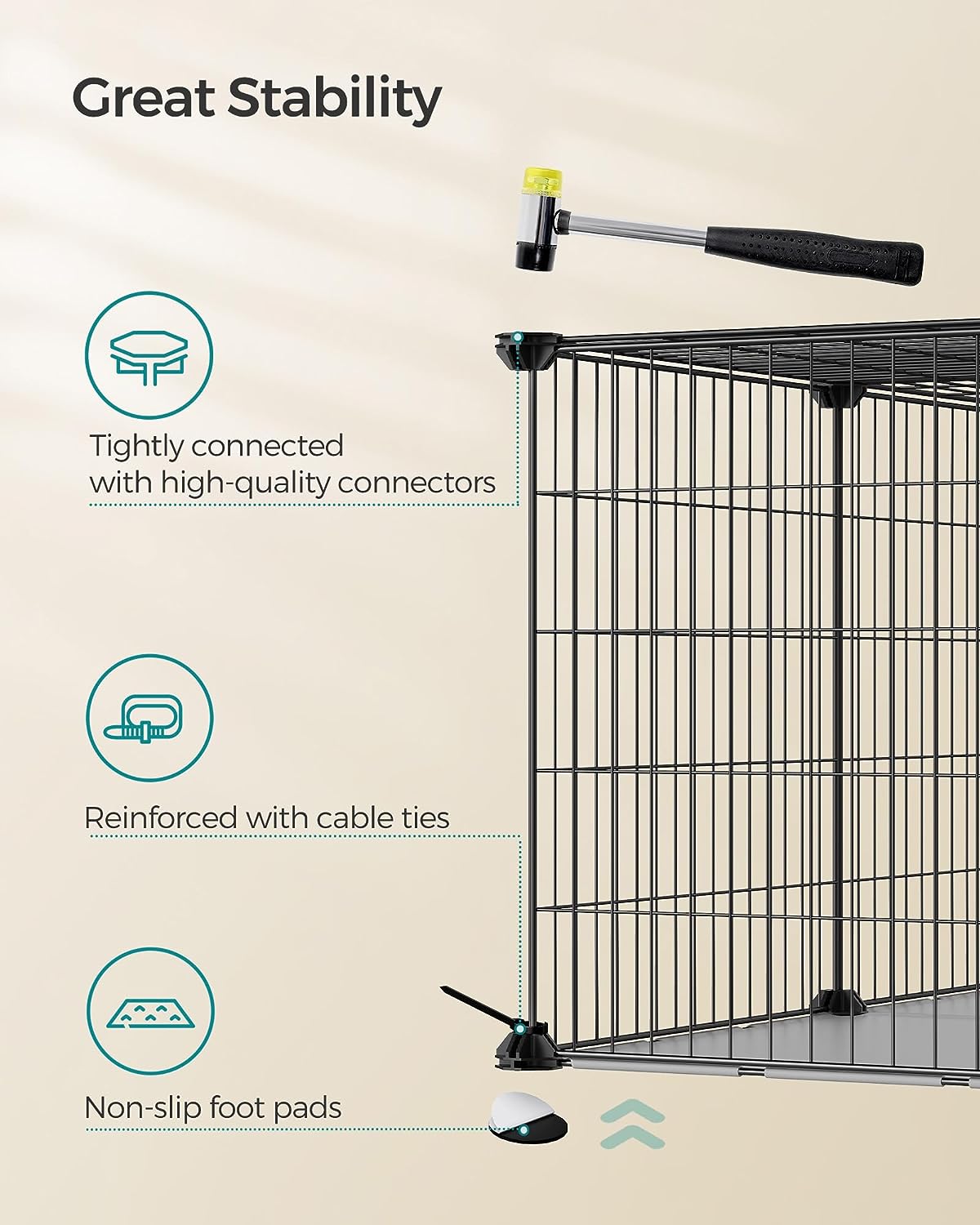 Guinea Pig Playpen, Indoor Rabbit Run Hutch Cage, Large Exercise Enclosure, 6