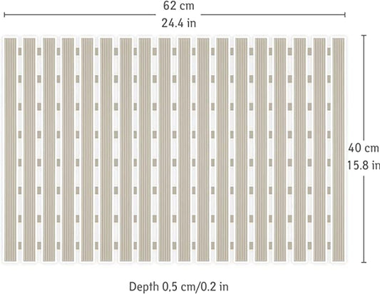 Tatkraft Bond Beige - Non-Slip Bath Mat, 62x40cm, Fast Drying, Inside Shower/Bathtub Mat, 126 Strong Suctions Cups, 2