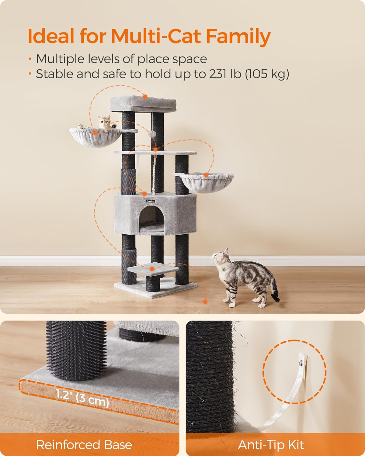 Cat Tree, Cat Tower for Indoor Cats, Cat Condo, Cat Bed Furniture, Kittens Activity Center, Cat Furniture, 6